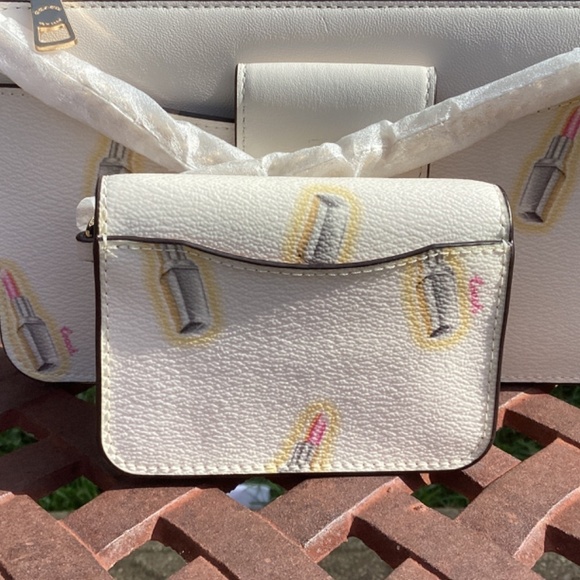 NWT Coach Poppy Lipstick Print Chain Strap Removable Card Case Crossbody… - Picture 7 of 10